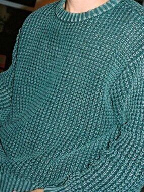 RSQ Washed Waffle Sweater Men's Medium - Green